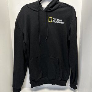 National Geographic Hoodie Black Unisex Size Medium Kangaroo Pocket